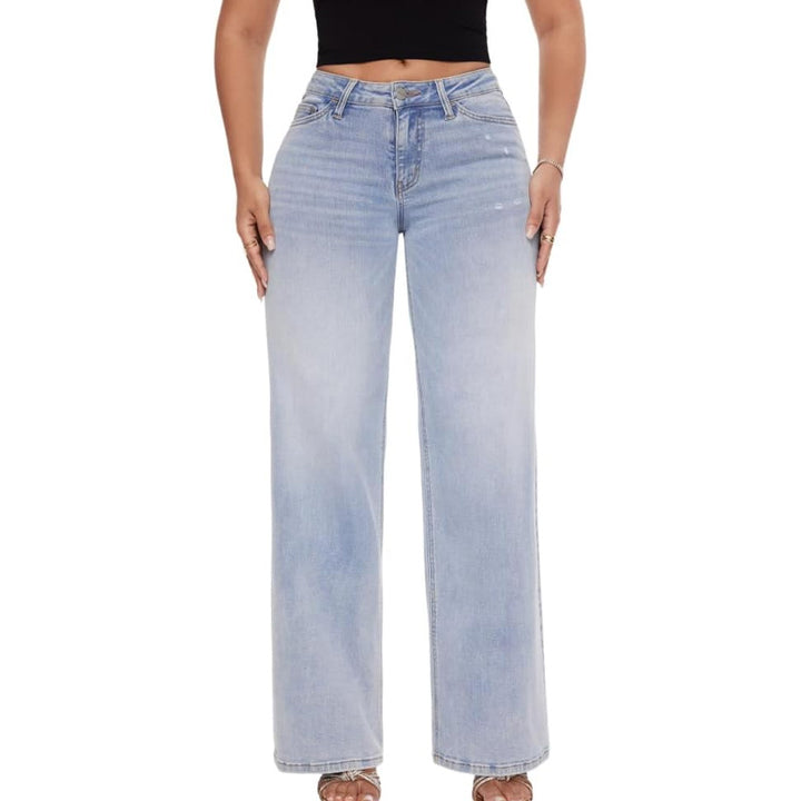 High-waisted slim-fit wide-leg pants