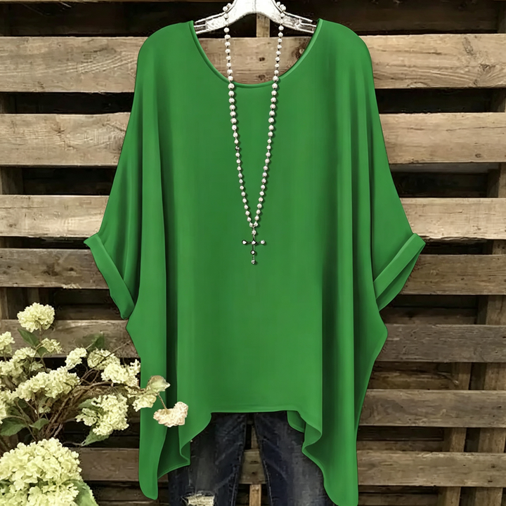 Plus Size Batwing Sleeve Round Neck Top
