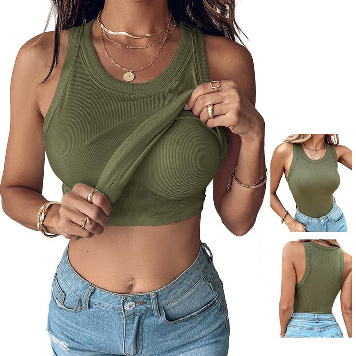Ribbed Crew Neck Slim Fit Tank Top