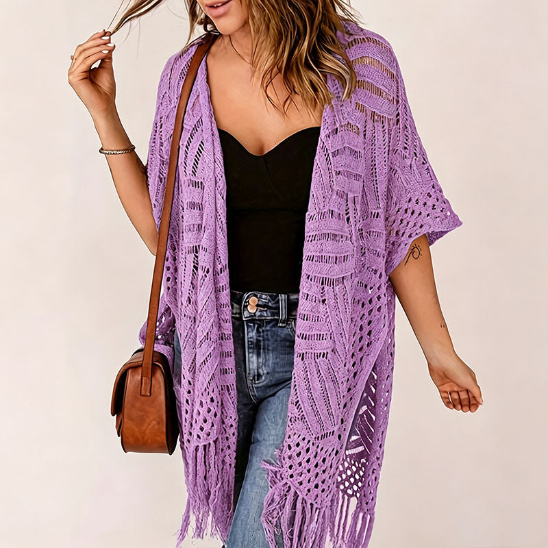 Fringe Knit Beach Cover Up