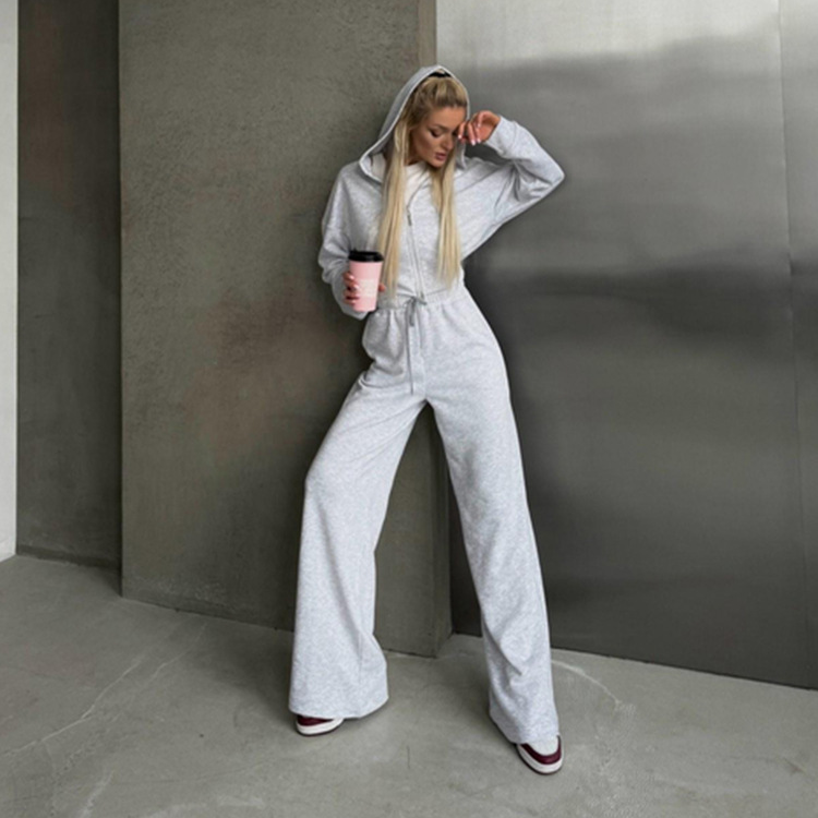 Casual Zip Hoodie Tracksuit Set