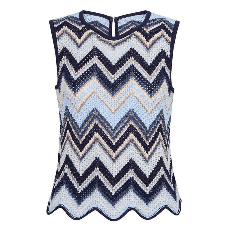 Casual wavy knit sleeveless vest and pants