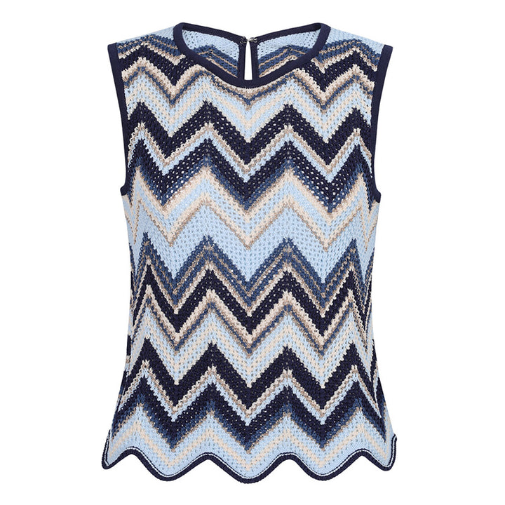 Casual wavy knit sleeveless vest and pants