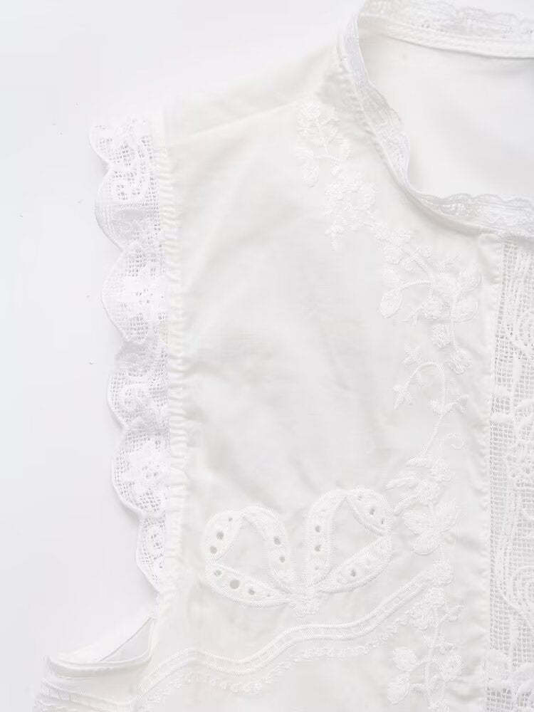 Lace Trim Tie-Front Cropped Vest | Romantic detail. Effortless layering.