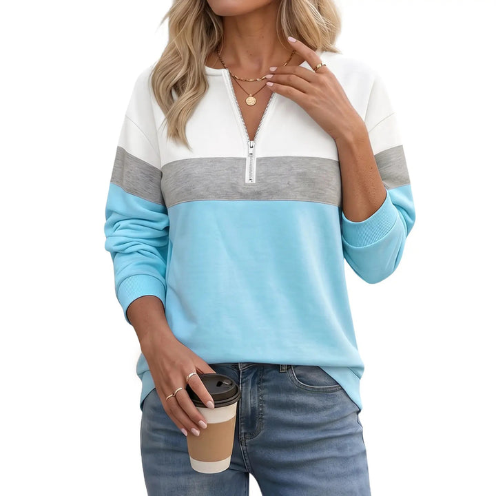 Casual Half Zip Block Sweatshirt