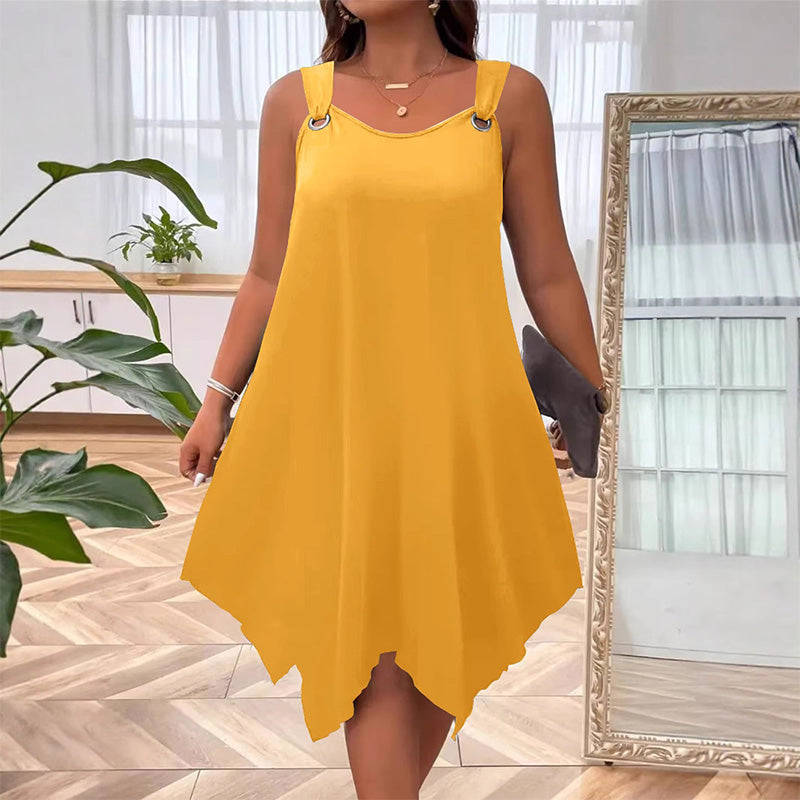 Elegant A-line round neck sleeveless dress