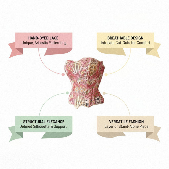 Pink Butterfly Lace Corset Top