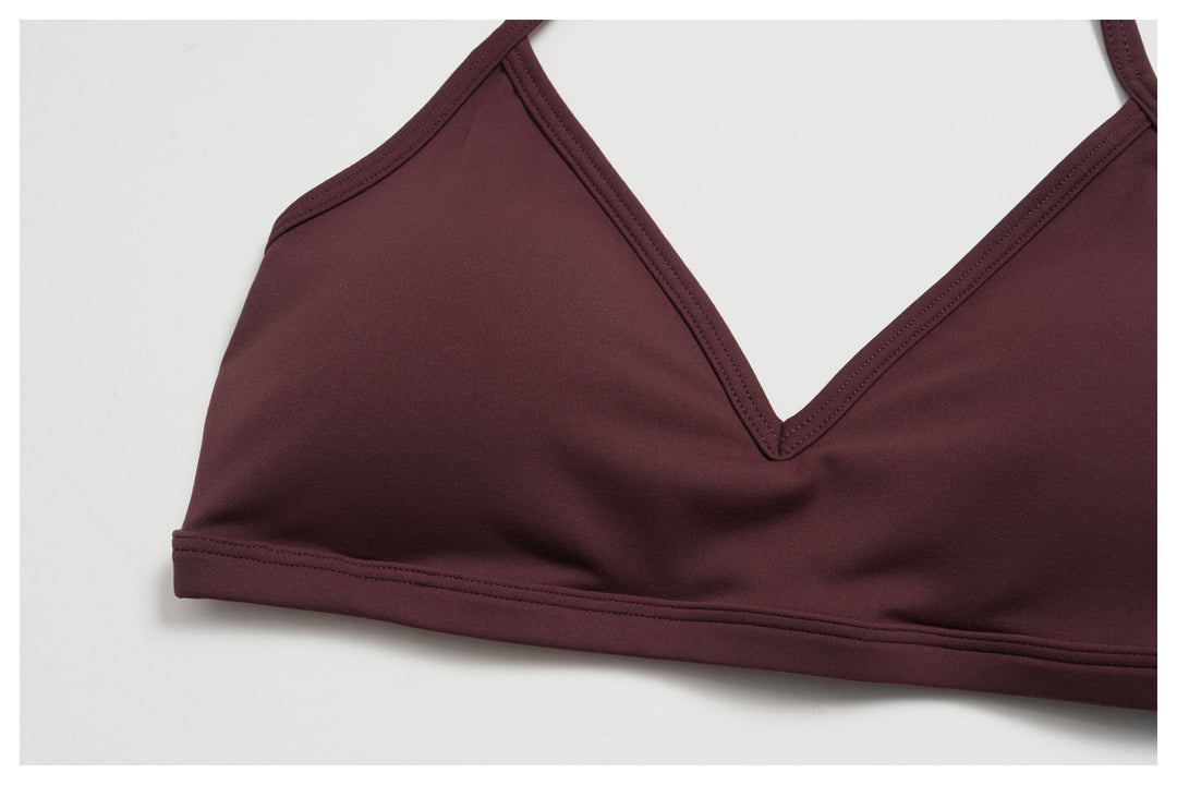 Halter V-Neck Crop Top High-Waist Culotte Pants Two-Piece Set