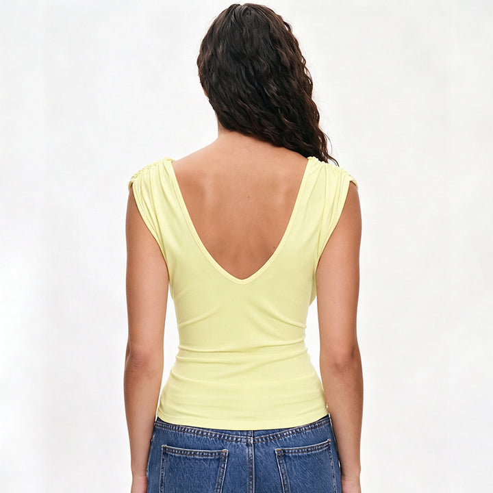 Deep V Twist Front Sleeveless Crop Top