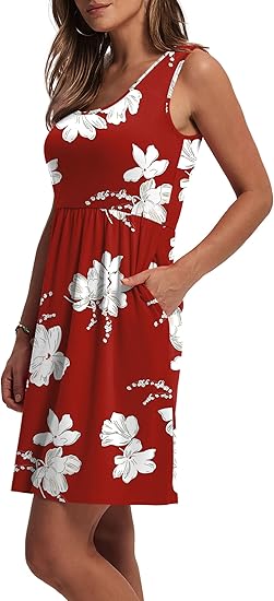Women Summer Dress 2026 Floral Print A-Line Sleeveless Casual Sundress
