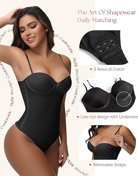 Tummy Control V Neck Thong Body Shaper Going Out Outfits