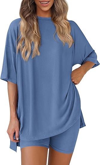 Oversized Tunic &amp; Biker Shorts Loungewear Set