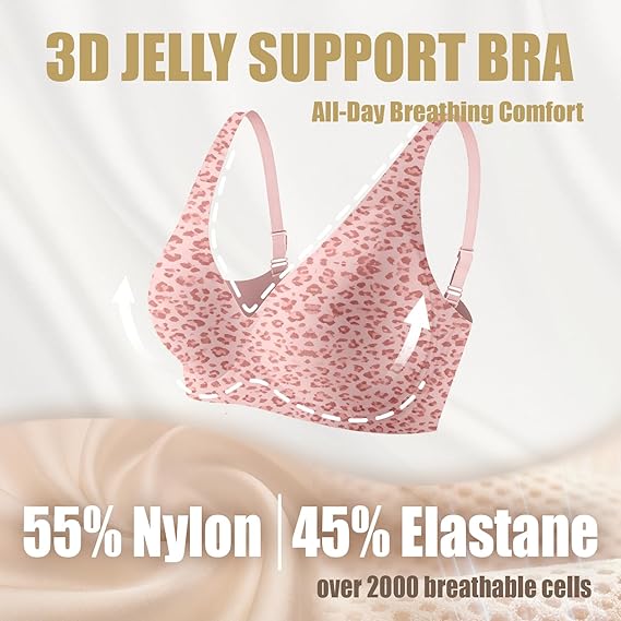 Wireless Deep V Seamless Lounge Bra | Nude Leopard Invisible Comfort Bralette