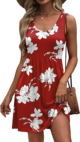 Women Summer Dress 2026 Floral Print A-Line Sleeveless Casual Sundress