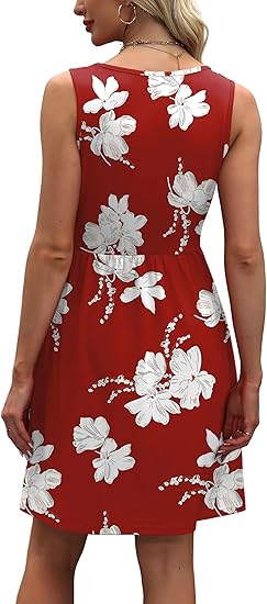 Women Summer Dress 2026 Floral Print A-Line Sleeveless Casual Sundress