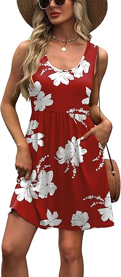 Women Summer Dress 2026 Floral Print A-Line Sleeveless Casual Sundress