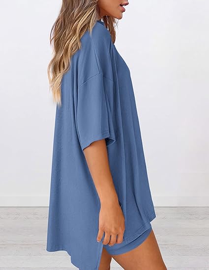 Oversized Tunic &amp; Biker Shorts Loungewear Set
