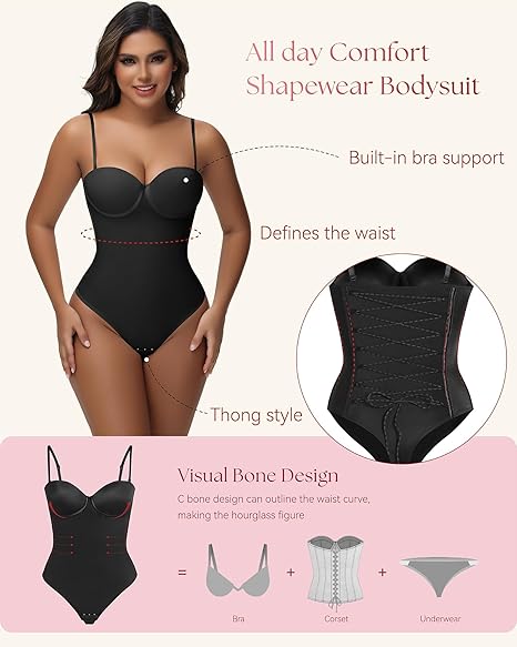 Tummy Control V Neck Thong Body Shaper Going Out Outfits