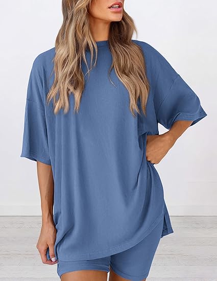 Oversized Tunic &amp; Biker Shorts Loungewear Set