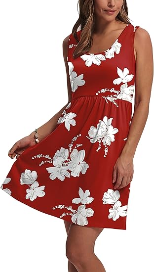 Women Summer Dress 2026 Floral Print A-Line Sleeveless Casual Sundress