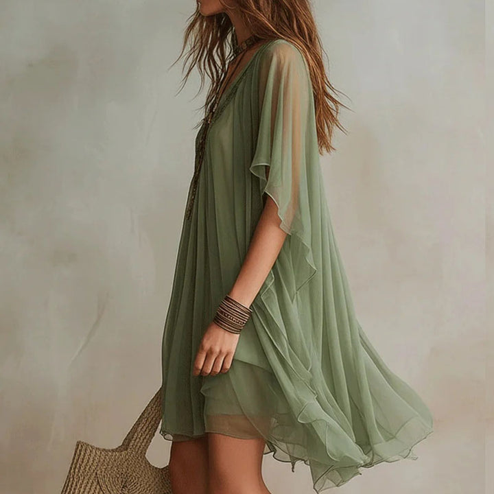 V-neck two-piece beach dress
