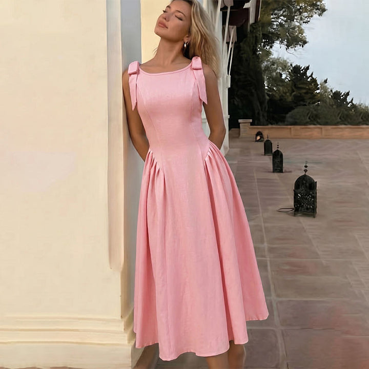 Maxi dress with bow-tie straps
