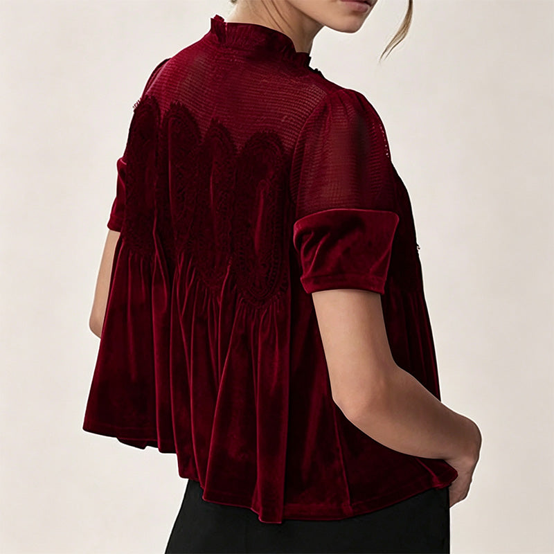 Ruffled Lace Patchwork Top