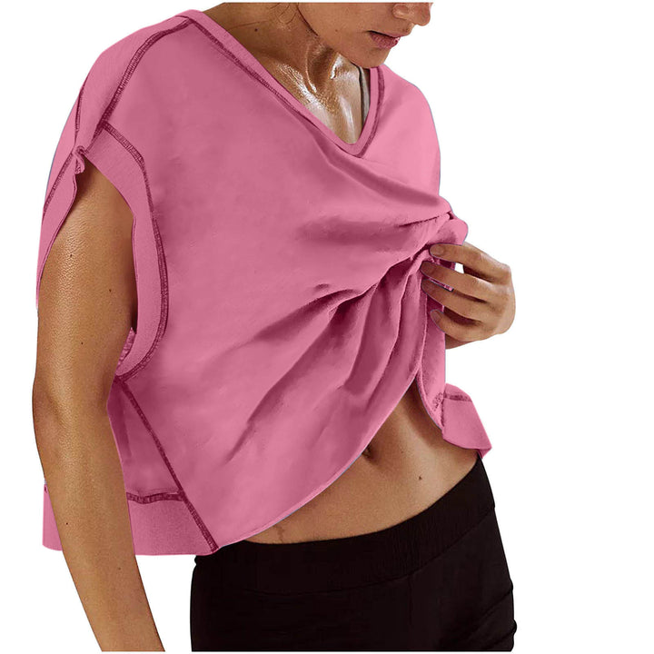 Open-Back Cropped Athletic Tee, Breathable Twist-Back Workout Top