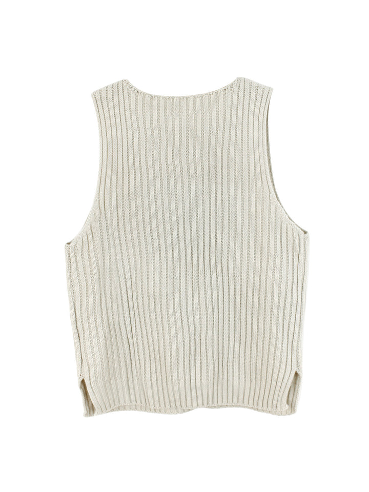 Ribbed knit sleeveless cropped tank top