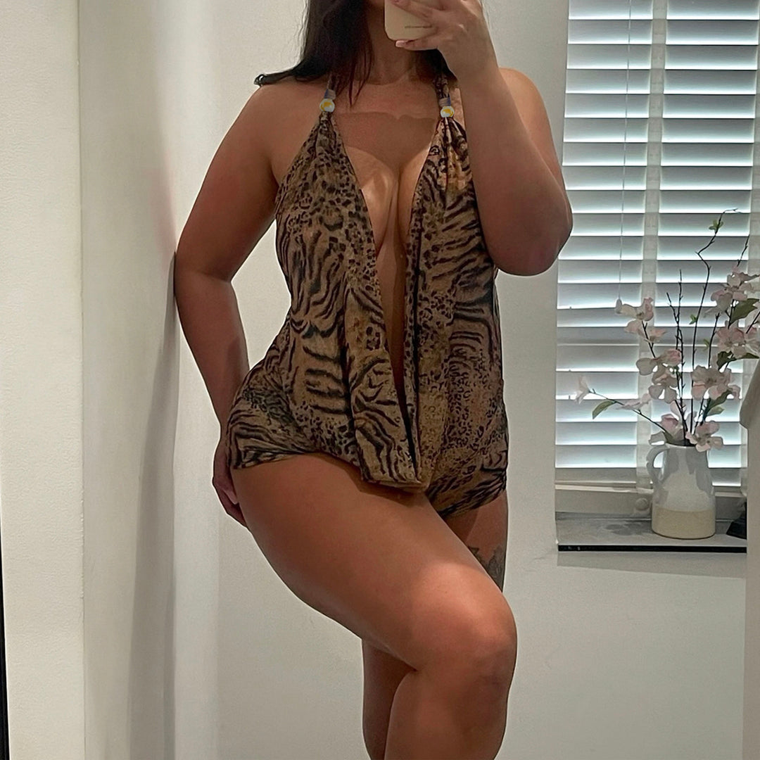 Leopard Halter Shorts Set