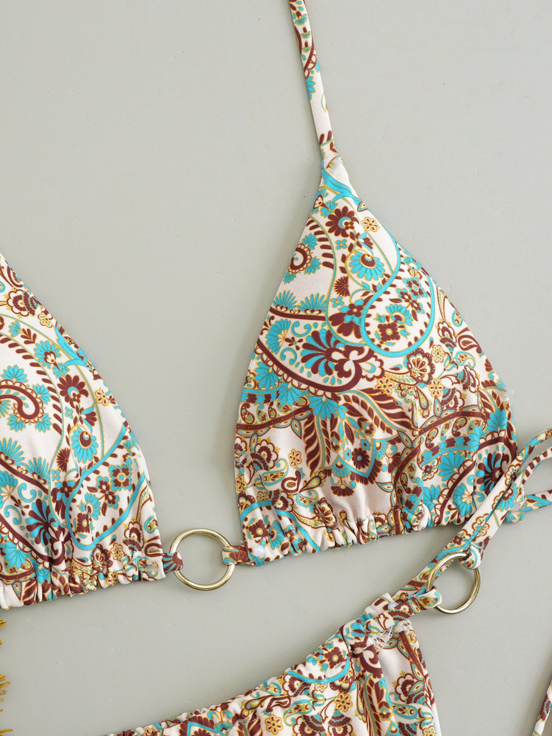 Hot Pink Tropical Floral O-Ring Halter Bikini Set | Tie Side Two-Piece