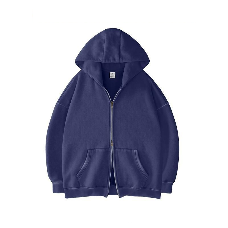 Casual Drop Shoulder Zip Hoodie