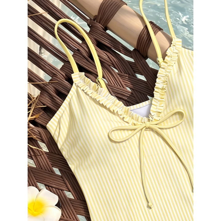 Ruffled Plunge One-Piece Swimsuit