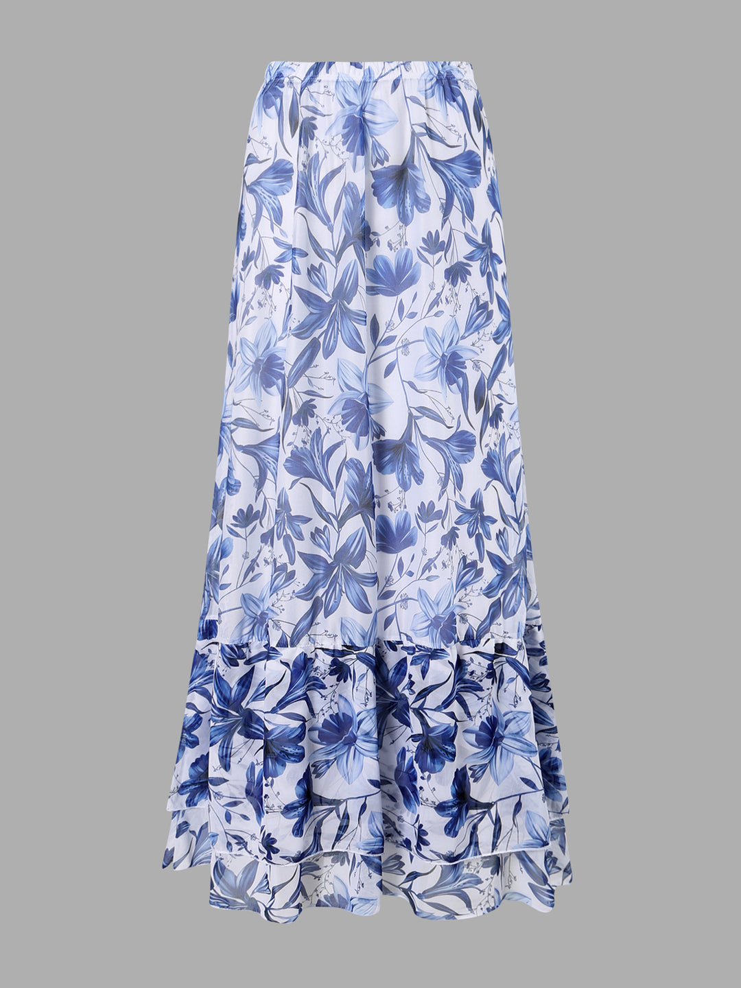 Floral One-Piece Swimsuit with Maxi Cover-Up Skirt Set