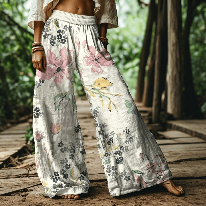 Ethnic Floral Print Palazzo Trousers