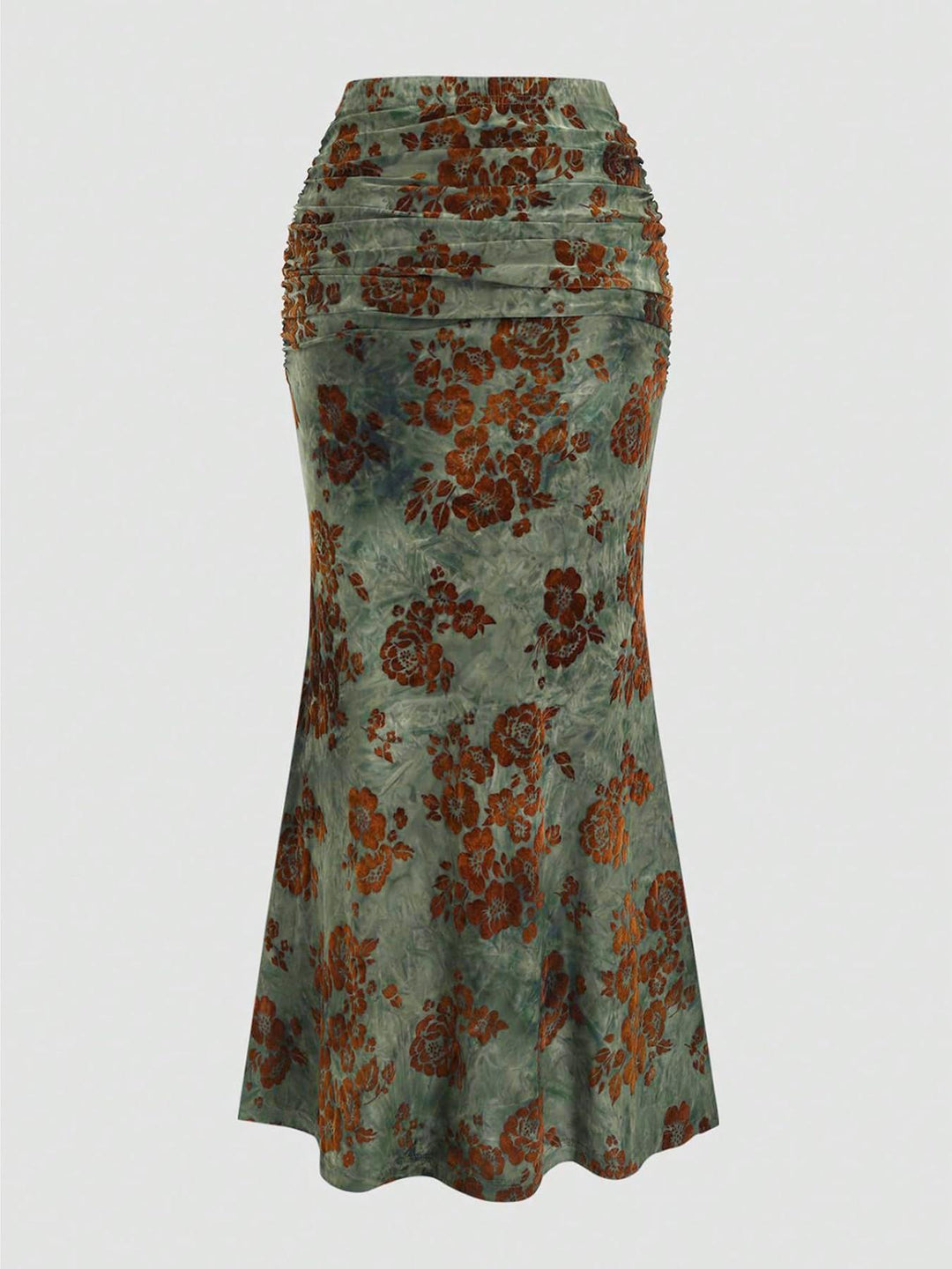 Floral Halter Top Ruched Midi Skirt Two-Piece Set