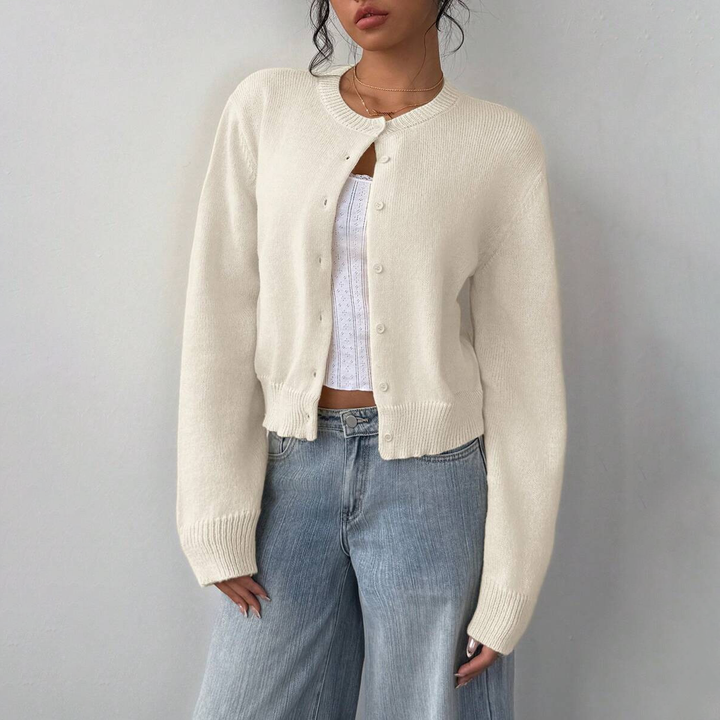 Crew Neck Button Down Knit Cardigan