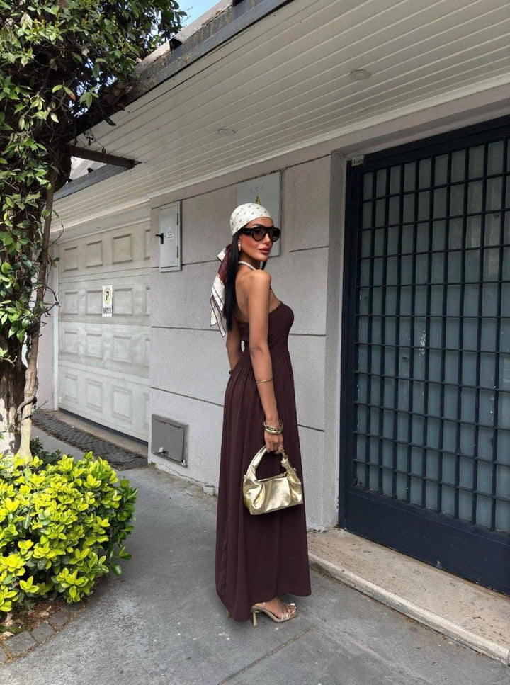 Strapless Linen-Blend Midi Dress | Minimalist Quiet Luxury Sundres