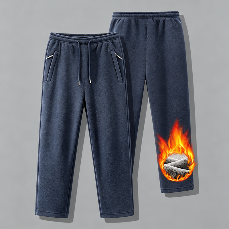 Men Fleece Warm Drawstring Casual Pants