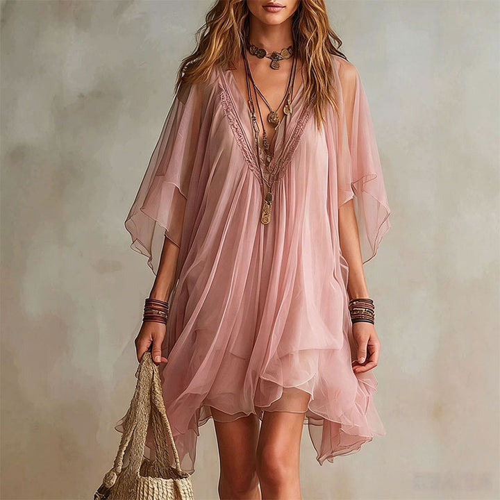 V-neck two-piece beach dress