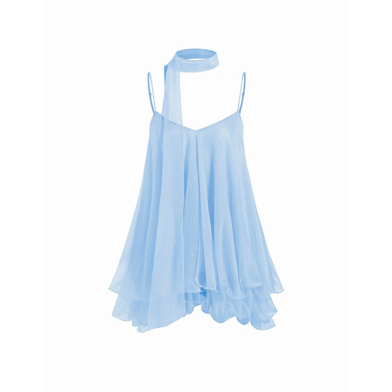 Ruffled camisole layered mesh top