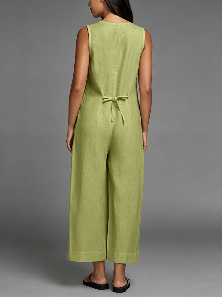Sleeveless Linen Blend Jumpsuit | Effortless Parisian Chic One-Piece Essential