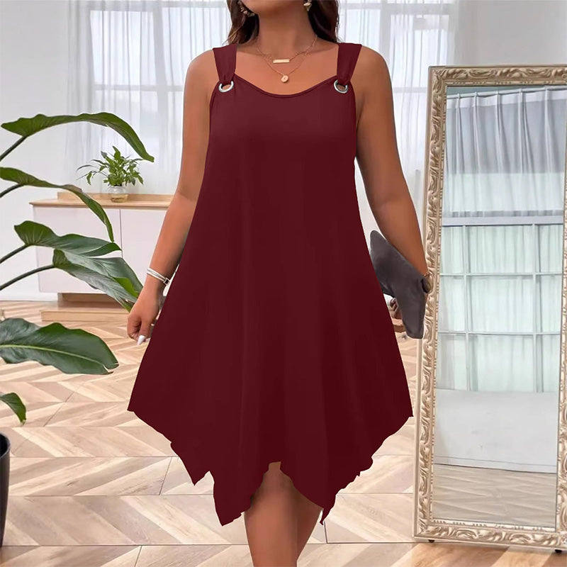 Elegant A-line round neck sleeveless dress
