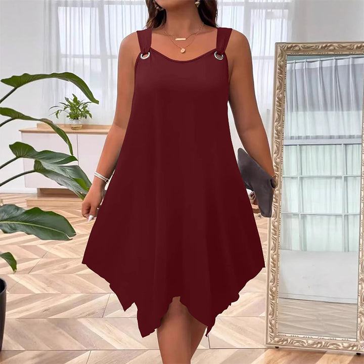 Elegant A-line round neck sleeveless dress