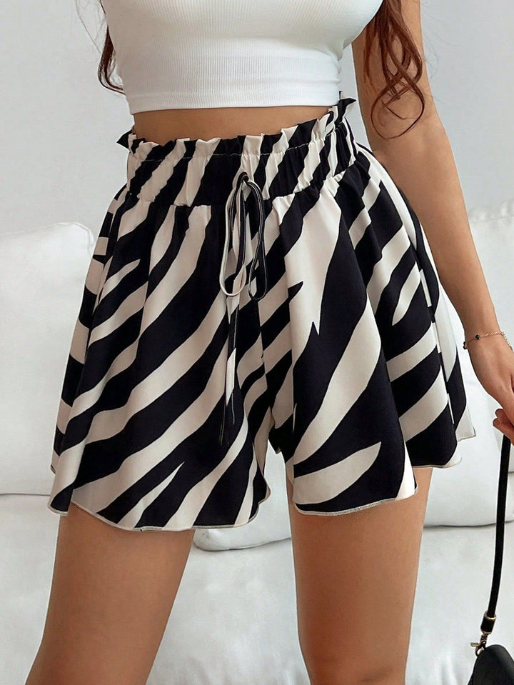 Leopard Print Paperbag Waist Shorts