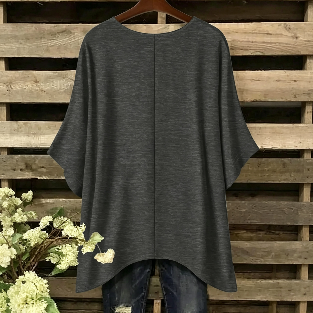 Plus Size Batwing Sleeve Round Neck Top