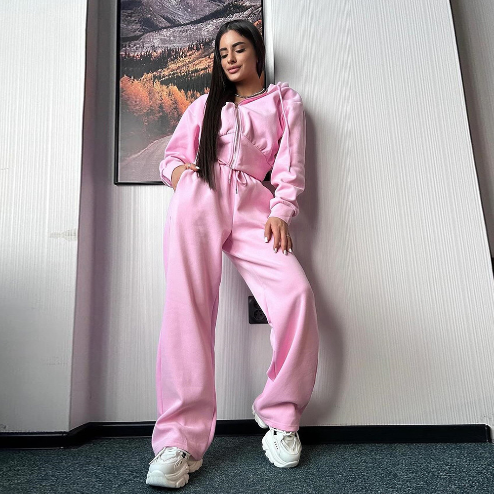 Casual Zip Hoodie Tracksuit Set