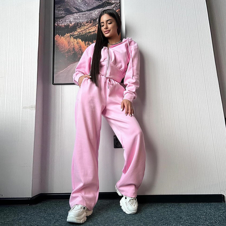 Casual Zip Hoodie Tracksuit Set