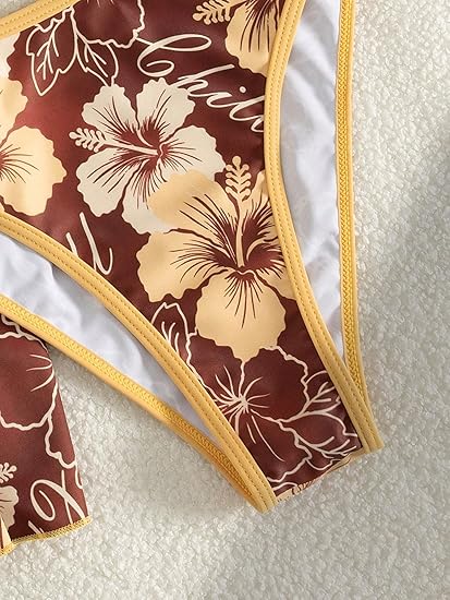 Hibiscus 3-Piece Swimwear Set: Triangle Bikini + Skirted Bottom