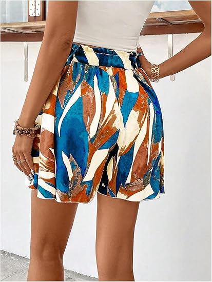 Abstract Brushstroke Print High-Waisted Flowy Mini Skirt